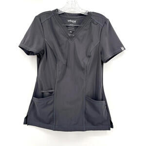 Urbane Impulse Scrubs Top Dark Gray Comtemporary Fit Neckline Detail Size Small